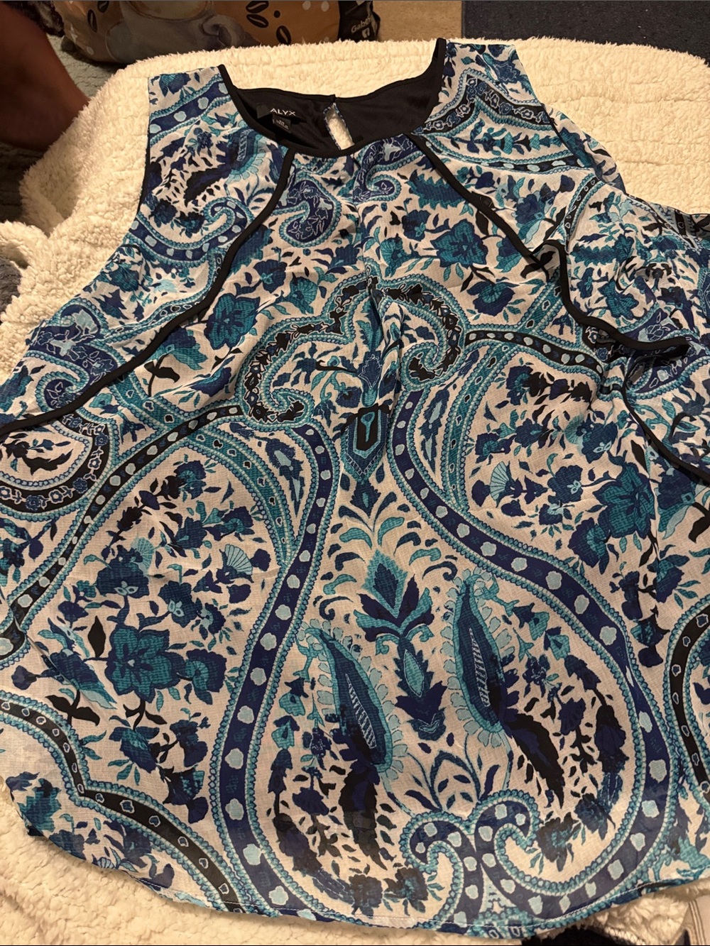 ALYX Teal and Navy Paisley Sleeveless Camisole